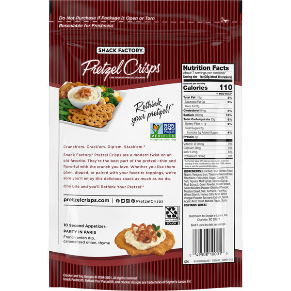Snack Factory  Honey Mustard and Onion Pretzel Crisps