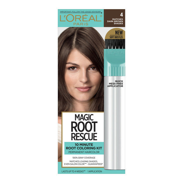 L'Oreal Root Rescue 10 Minute Root Hair Coloring Kit, 4 Dark Brown