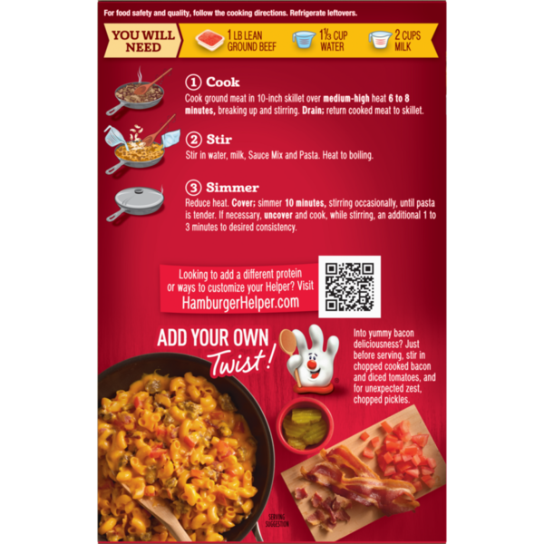 Hamburger Helper Double Cheeseburger Macaroni, Creamy & Cheesy Sauce