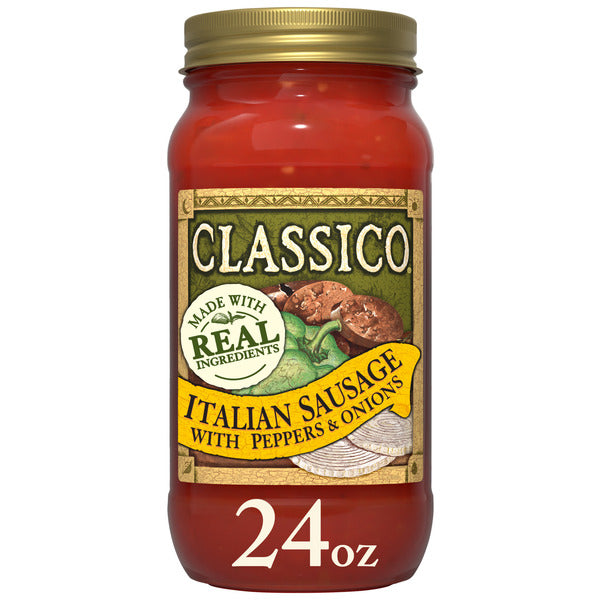 Classico Italian Sausage Spaghetti Pasta Sauce with Tomato, Peppers & Onions