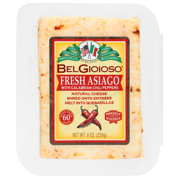 BelGioioso Natural Fresh Asiago with Calabrian Chili Peppers Cheese