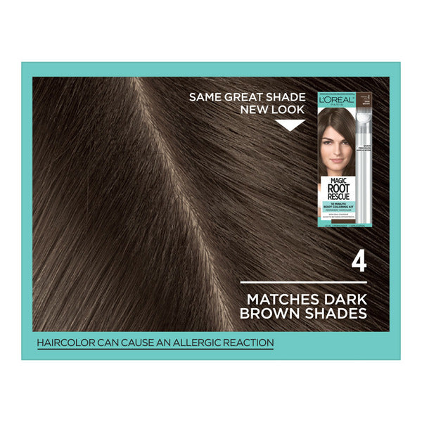 L'Oreal Root Rescue 10 Minute Root Hair Coloring Kit, 4 Dark Brown
