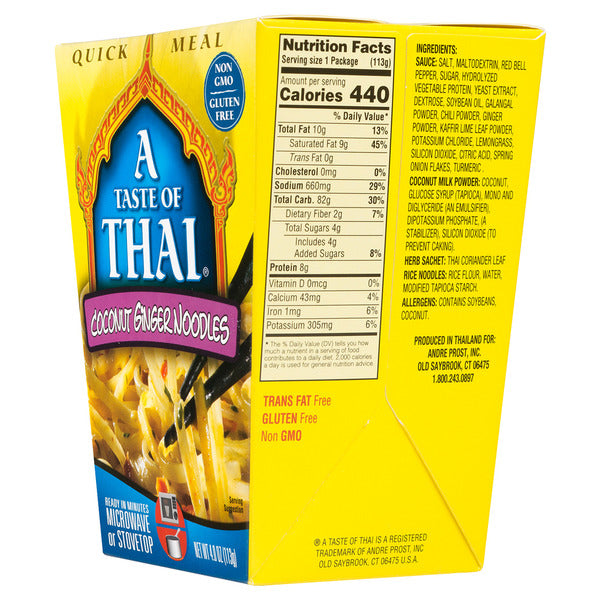A Taste of Thai Coconut Ginger Noodles Quick Meal