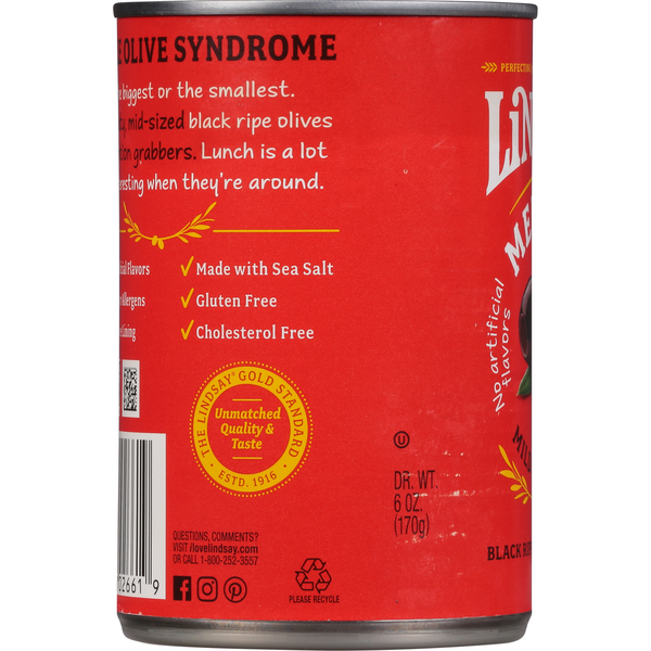 Lindsay Olives, Black Ripe Pitted, Medium