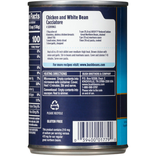 Bush's Best Reduced Sodium Great Northern Beans