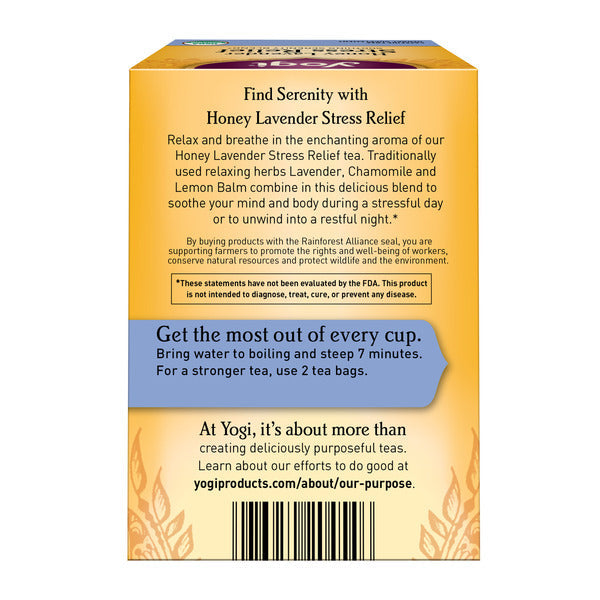 Yogi Tea Herbal Tea, Honey Lavender Stress Relief, Caffeine Free
