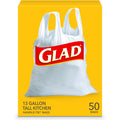 Glad Tall Kitchen Handle-Tie Trash Bags, 13 Gallon White Trash Bag