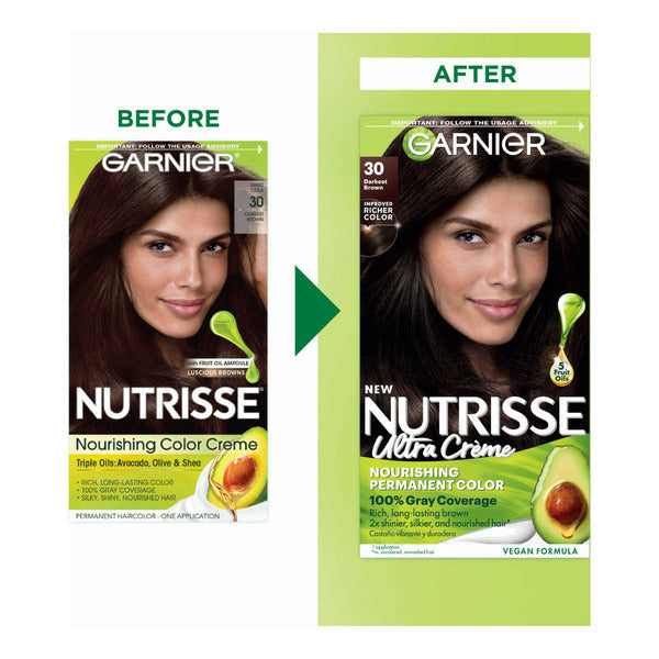 Garnier Nourishing Hair Color Creme, 30 Darkest Brown (Sweet Cola)
