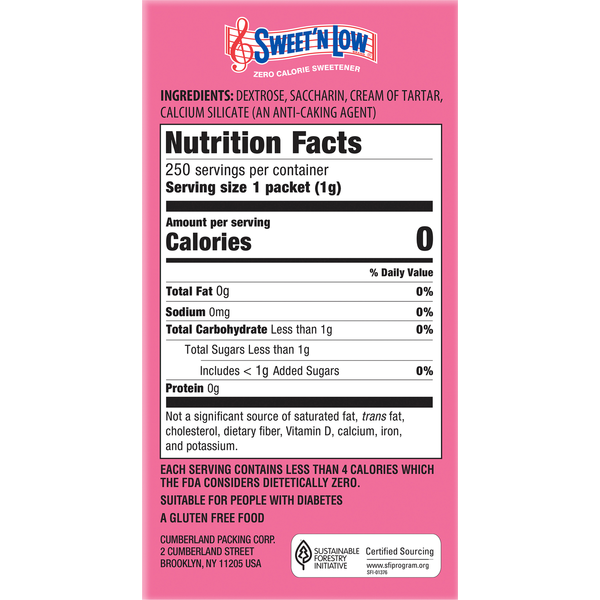 Sweet'N Low Sweetener, Zero Calorie