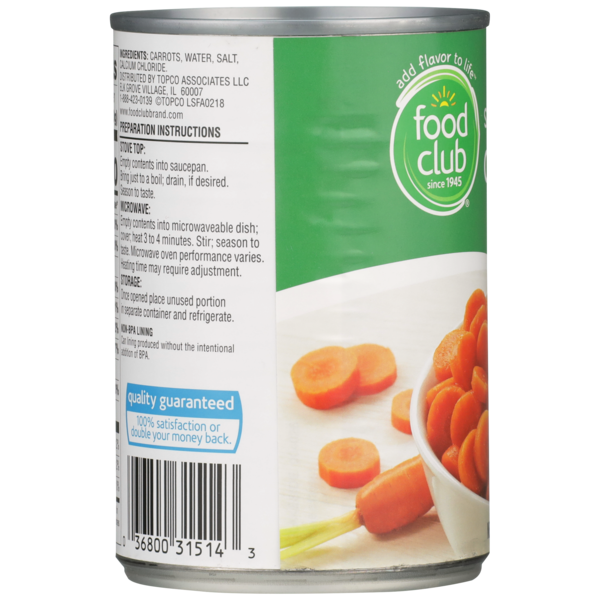 Food Club Sliced Carrots