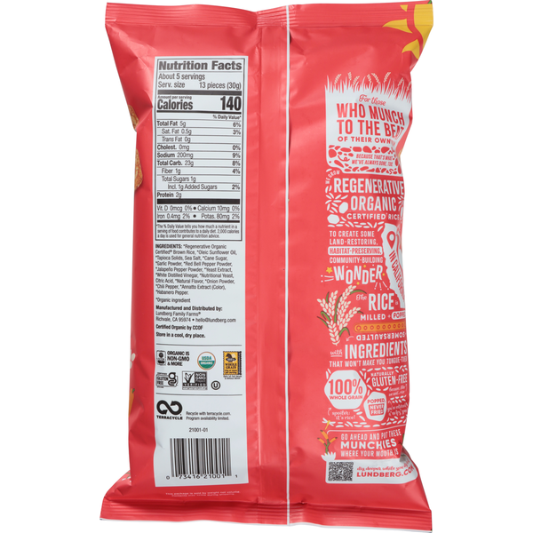 Lundberg Family Farms Rice Cakes, Organic, Fiery Hot