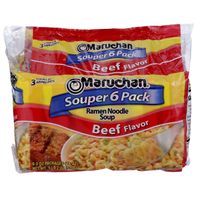 Maruchan Souper Ramen Noodle Soup, Beef, Pack of 6️