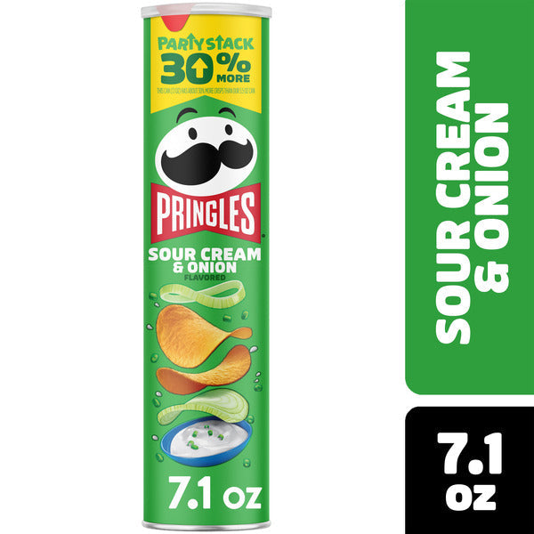 Pringles Sour Cream & Onion flavor canister on a white background
