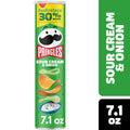 Pringles Sour Cream & Onion flavor canister on a white background