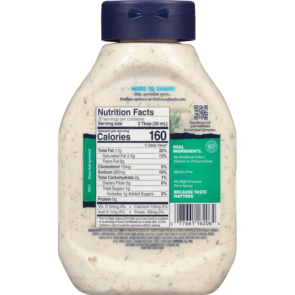 Litehouse Dressing & Dip, Dill Ranch, Family Size