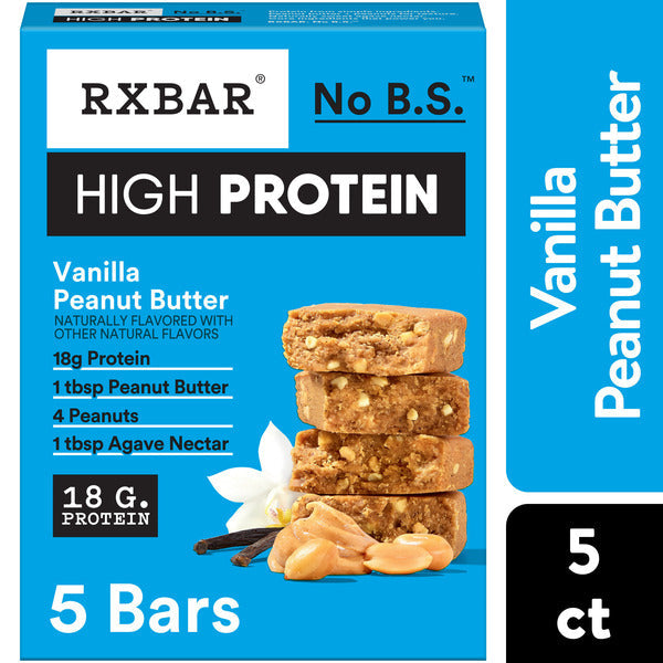 RXBAR High Protein Vanilla Peanut Butter Gluten Free Bars 5 Count