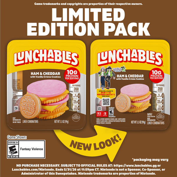 Lunchables Ham & Cheddar Cheese Cracker Stackers Snack Kit Kids Lunch with Vanilla Cookies