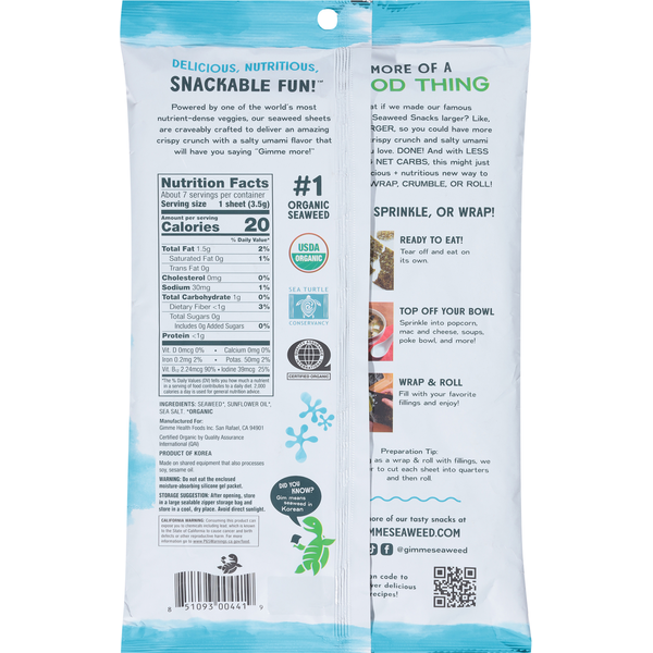 gimMe Sea Salt Big Sheets Seaweed