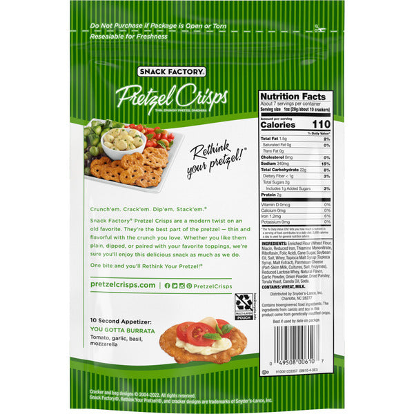 Snack Factory  Garlic Parmesan Pretzel Crisps