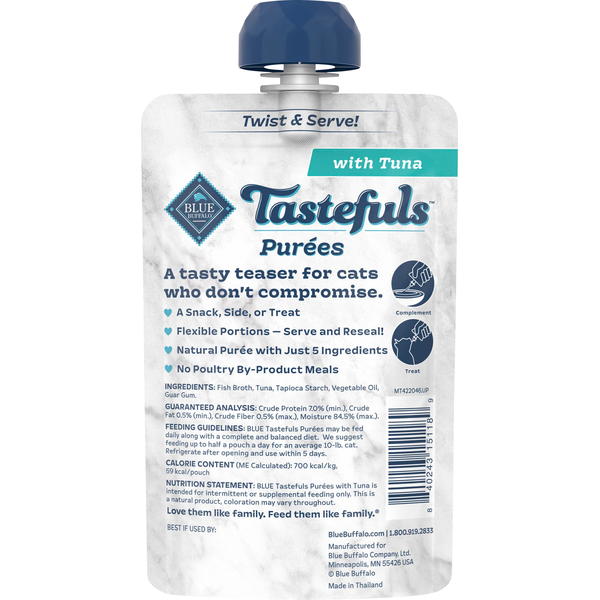 Blue Buffalo Natural Purees with Tuna Cat Food Complement