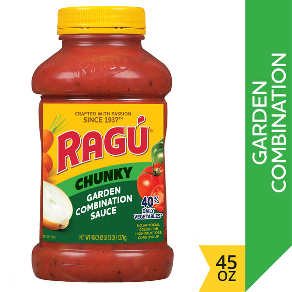 Ragu Chunky  Garden Combination Pasta Sauce with Diced Tomatoes, Onions, Celery, Carrots, Zucchini, Green Bell Peppers, 45 oz