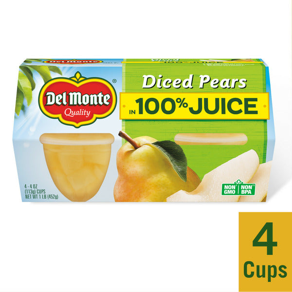 Del Monte Diced Bartlett Pears in Light Syrup Fruit Cups