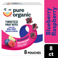 Pure Organic Blueberry Raspberry Twisted Fruit Bites, Kids Snacks, 8 Count