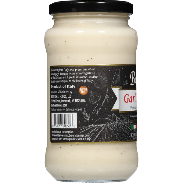 Botticelli Pasta Sauce, White, Premium, Garlic Alfredo