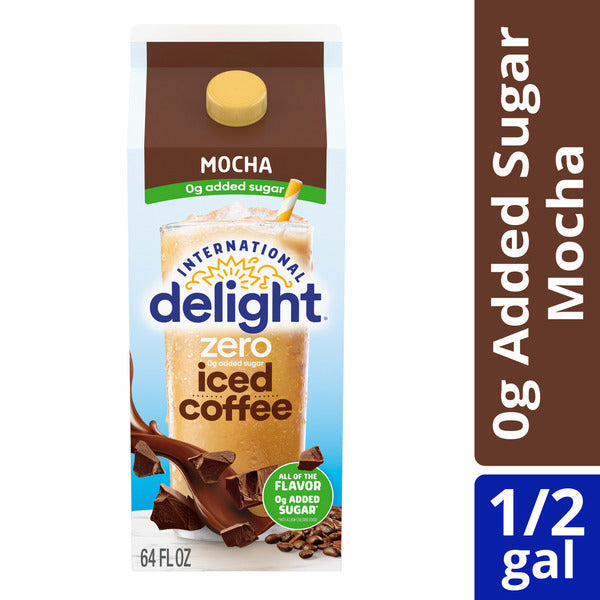 International Delight Zero Iced Coffee, 0g Added Sugar, Mocha, Ready to Pour Coffee Drinks Made with Real Milk and Cream, 64 FL OZ Carton