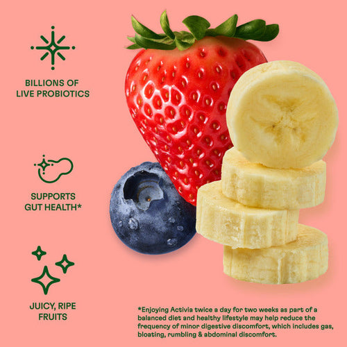Activia ZERO 0g Added Sugar Strawberry Banana and Mixed Berry Probiotic Dailies, Low Fat Probiotic Yogurt Drinks With 0g Added Sugar to Help Support Gut Health, 3.1 fl oz, 8 Count