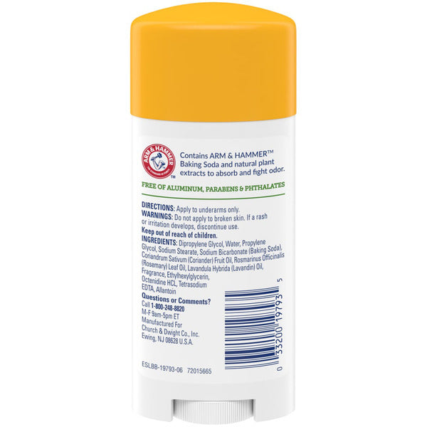 Arm & Hammer Essentials Deodorant- Fresh Rosemary Lavender- Solid Oval-- Made With Natural Deodorizers- Free From Aluminum