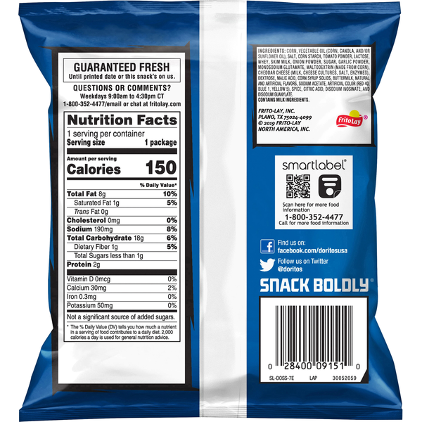 Doritos Cool Ranch Flavored Tortilla Chips