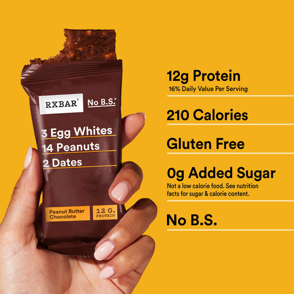 RXBAR Peanut Butter Chocolate Protein Bars, Protein Snack, 5 Count