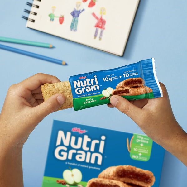 Kellogg’s Nutri-Grain Apple Cinnamon Breakfast Bars, Made with 10g Whole Grains, 8 Count