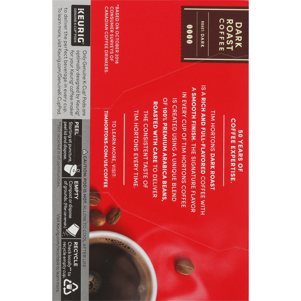Tim Hortons Coffee, Dark Roast, K-Cup Pods
