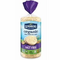 Lundberg Organic Salt-Free Brown Rice package with purple cap on a white background