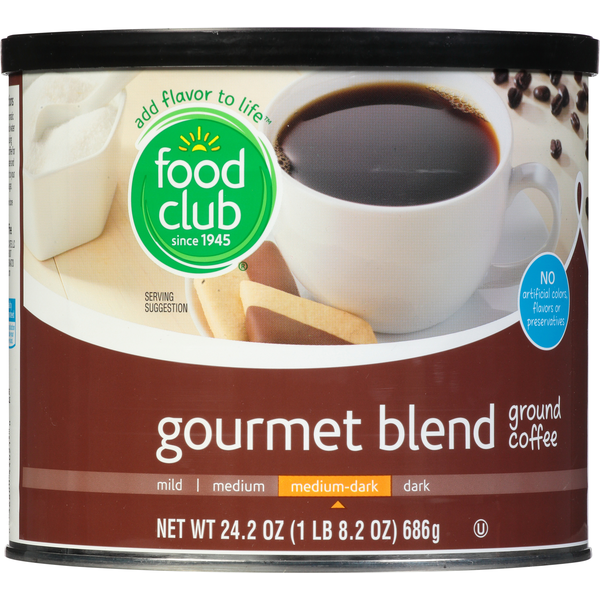 Food Club Coffee, Ground, Medium-Dark, Gourmet Blend
