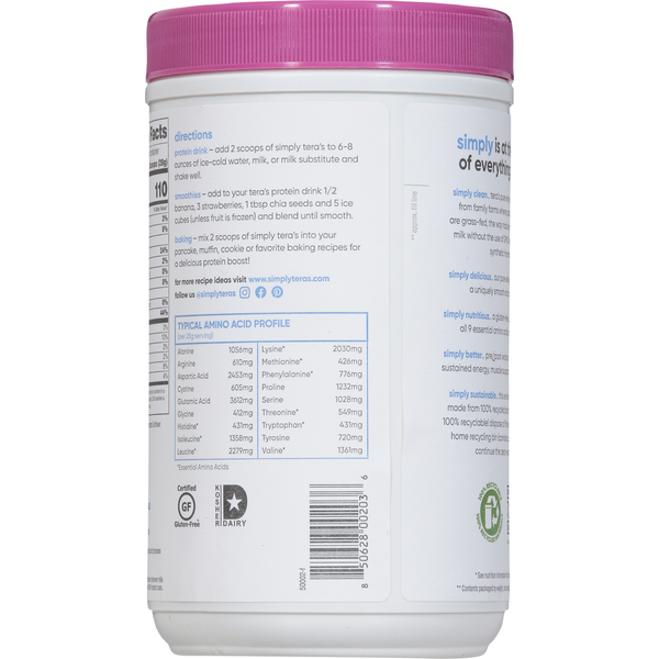 Simply Tera's Whey Protein, Pure, Plain Unsweetened