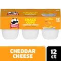 Pringles Cheddar Cheese snack cups packaging with 12 count on a white background