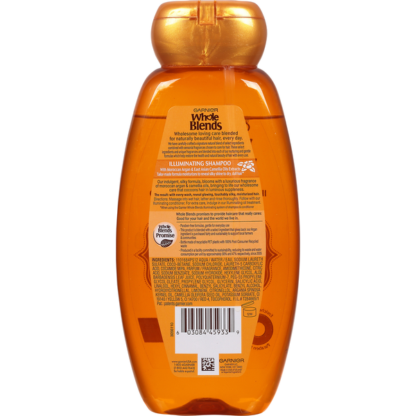 Garnier Whole Blends Shampoo, Illuminating, Moroccan Argan & Camellia Oils Extracts