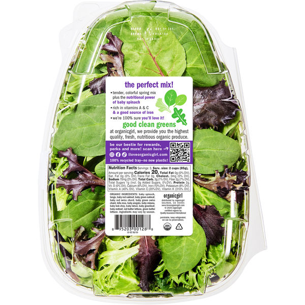 Organic Girl Spring Mix & Baby Spinach, 50/50!, Family Size