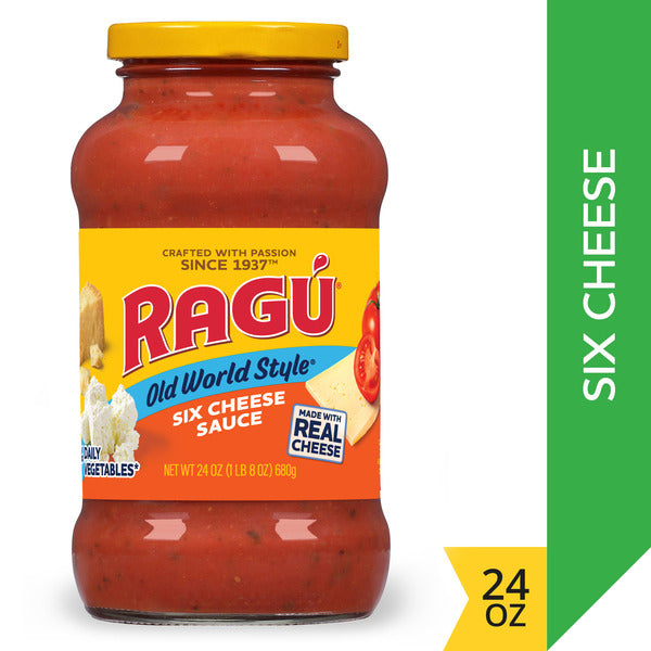 Ragu Old World Style Six Cheese Pasta Sauce with Diced Tomatoes, Onions, Basil, and Garlic, 24 oz