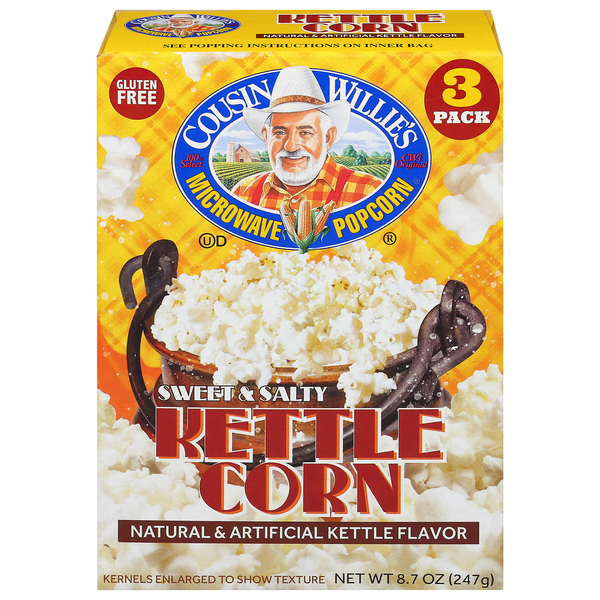 Cousin Willie's Microwave Sweet & Salty Kettle Corn Popcorn