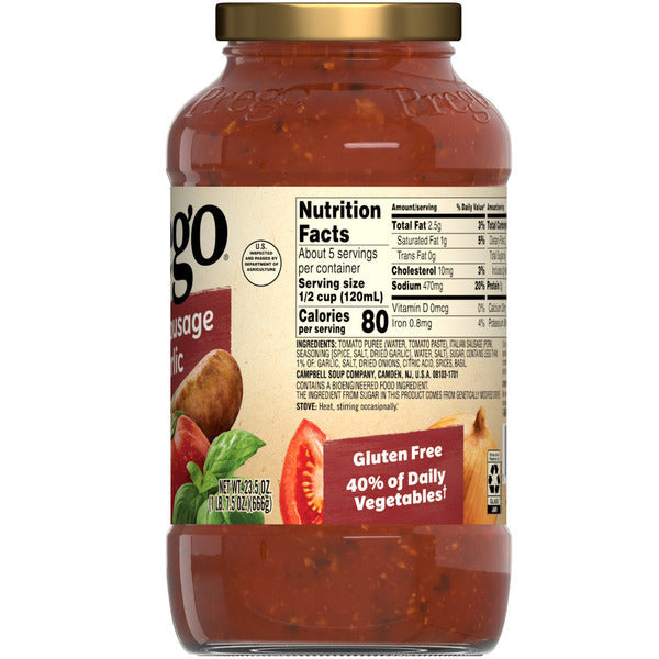 Prego Italian Sausage and Garlic Meat Sauce