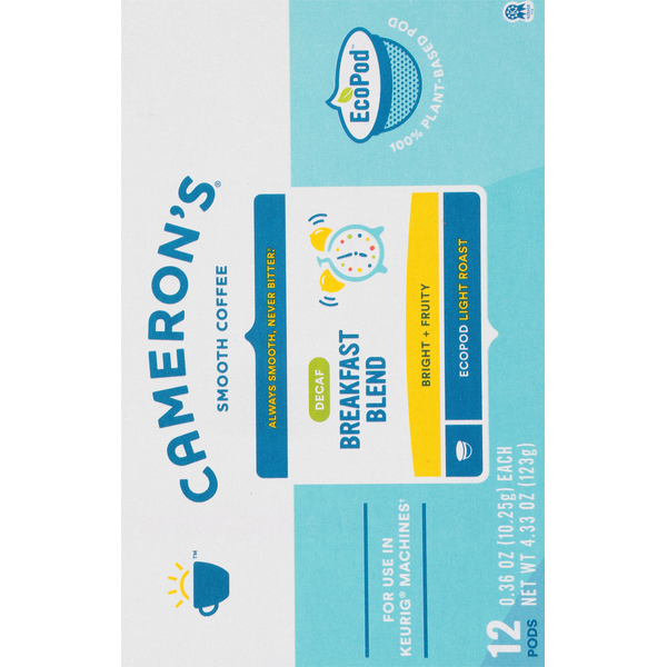 Cameron's Coffee EcoPods, Decaf Breakfast Blend Light Roast Ground Coffee