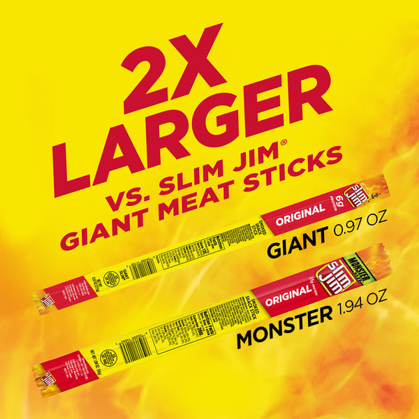 Slim Jim Monster Smoked Meat Sticks, Original Flavor