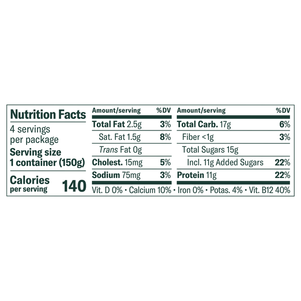 Nutrition facts label for a food product on a white background
