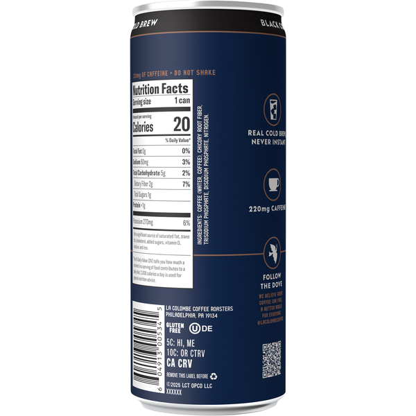 La Colombe Unsweetened Medium Roast Black Cold Brew
