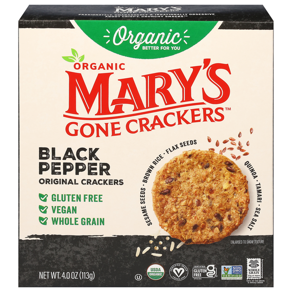 Mary's Gone Crackers Crackers, Organic, Black Pepper, Original