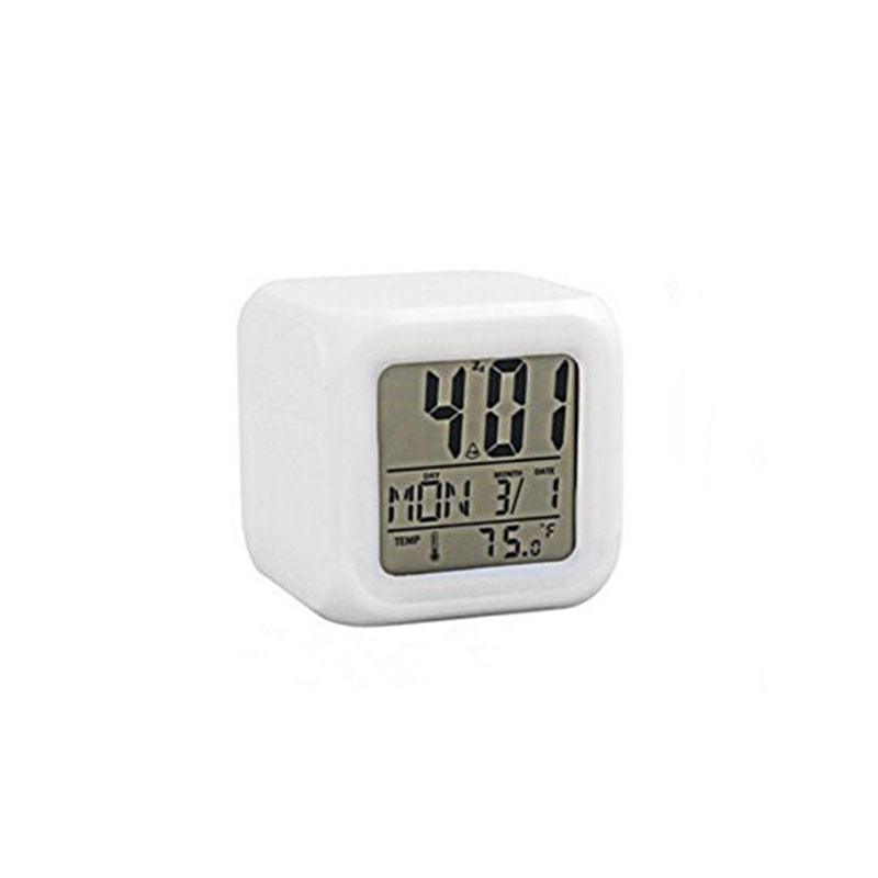 Digital clock with temperature display on a white background